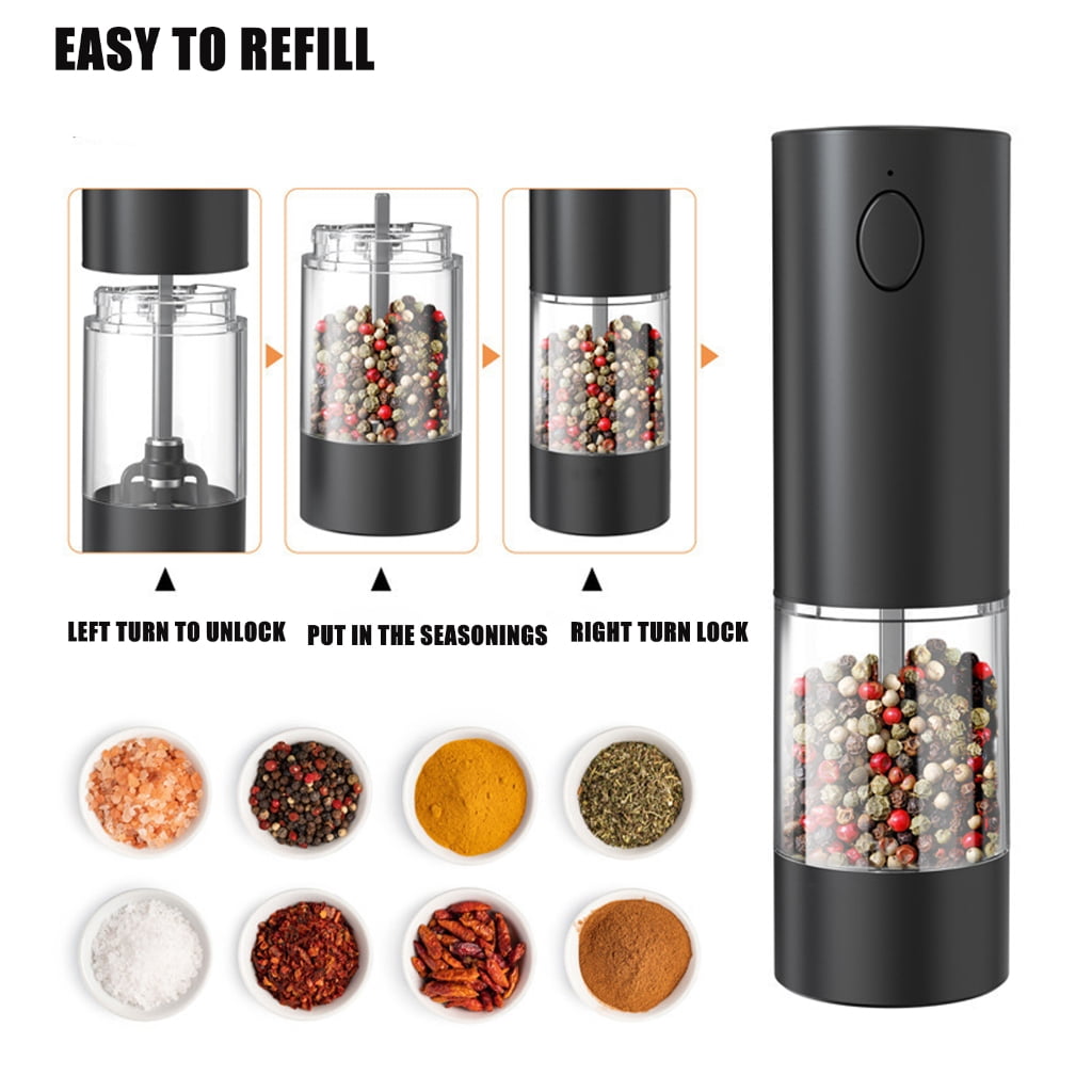 lanema Cordless Electric Pepper Mill Rechargeable Battery Adjustable Coarseness Salt Grinder For Home Cooking and Outdoor Use