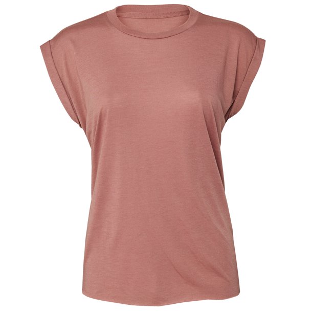 Bella + Canvas - Camiseta suelta con mangas enrolladas para chica mujer (Malva)