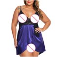 thumbnail image 5 of YWDJ Pajamas for Women Women Fashion Plue Size Lace Silks Underwear Suspender Skirt Nightdress Blue XL, 5 of 9
