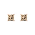 thumbnail image 3 of 1.5 Ct Princess Cut Studs Yellow Moissanite 14K Rose Solid Solid Gold Everyday Dainty Earrings Push Back, 3 of 7