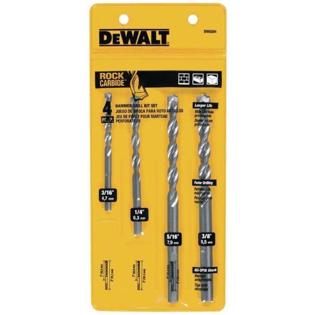 Juego de brocas de albañilería DEWALT Percussion, 4 piezas (DW5204)