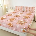 thumbnail image 3 of Manfei Kids Cartoon Gingerbread Twin Sheet Sets 3 Pieces, Xmas Santa Claus Twin Fitted Sheet, Merry Christmas Flat Sheet, Luxury Bedroom Decor, 3 of 7