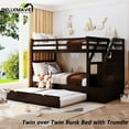 thumbnail image 5 of BELLEMAVE Twin over Twin Bunk Beds , Twin Size Bunk Bed with Trundle, Storage Stairs and Full-Length Guardrail, Wood Bunk Bed , Tenns(Espresso), 5 of 9