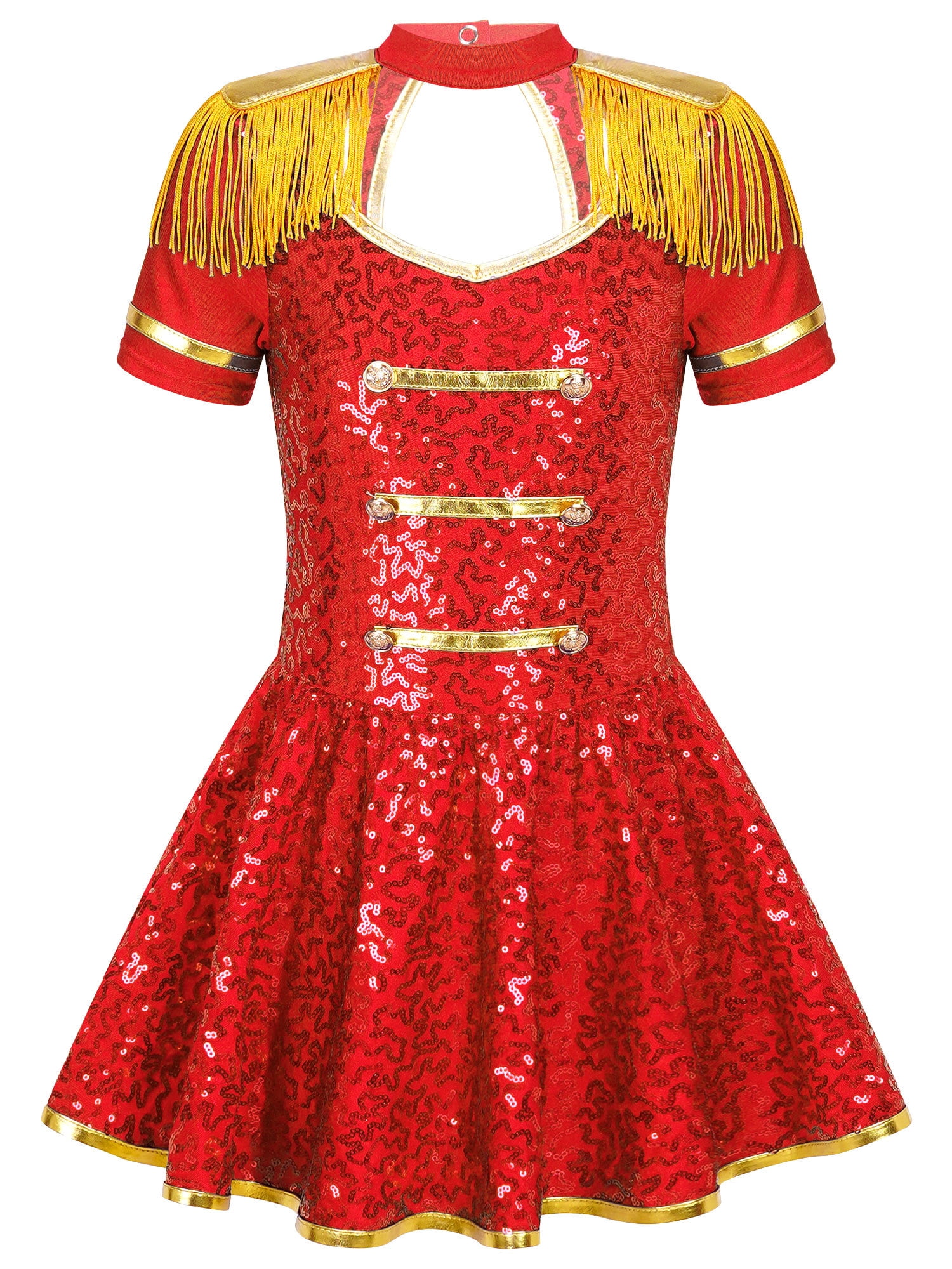 iiniim Girls Majorette Costume Shiny Sequins Marching Band Uniform ...