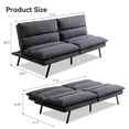 thumbnail image 4 of Hcore Convertible Futon Sofa Bed Uptown with Memory Foam and Metal Legs, Light Black, 4 of 8