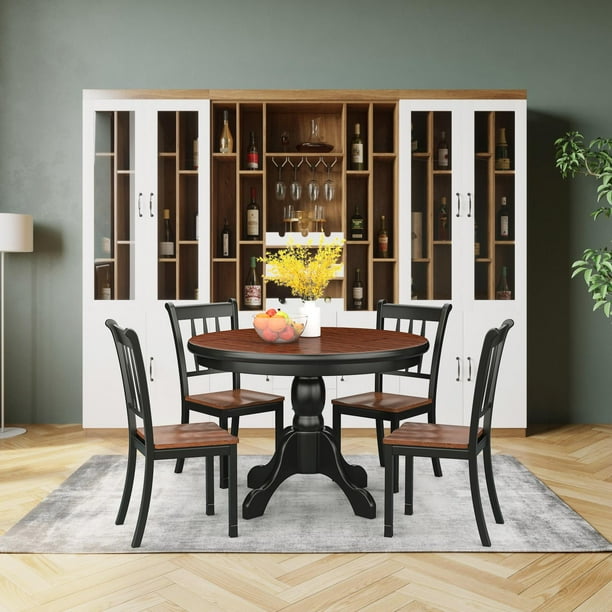 Giantex Solid Wood Whitesburg Dining Chairs Set of 2 Spindle Back Wood Seating Hammis Dining Room Chairs Suitable for Dining Room Kitchen Restaurant Antique Dining Side Chairs 2 Black Walmart