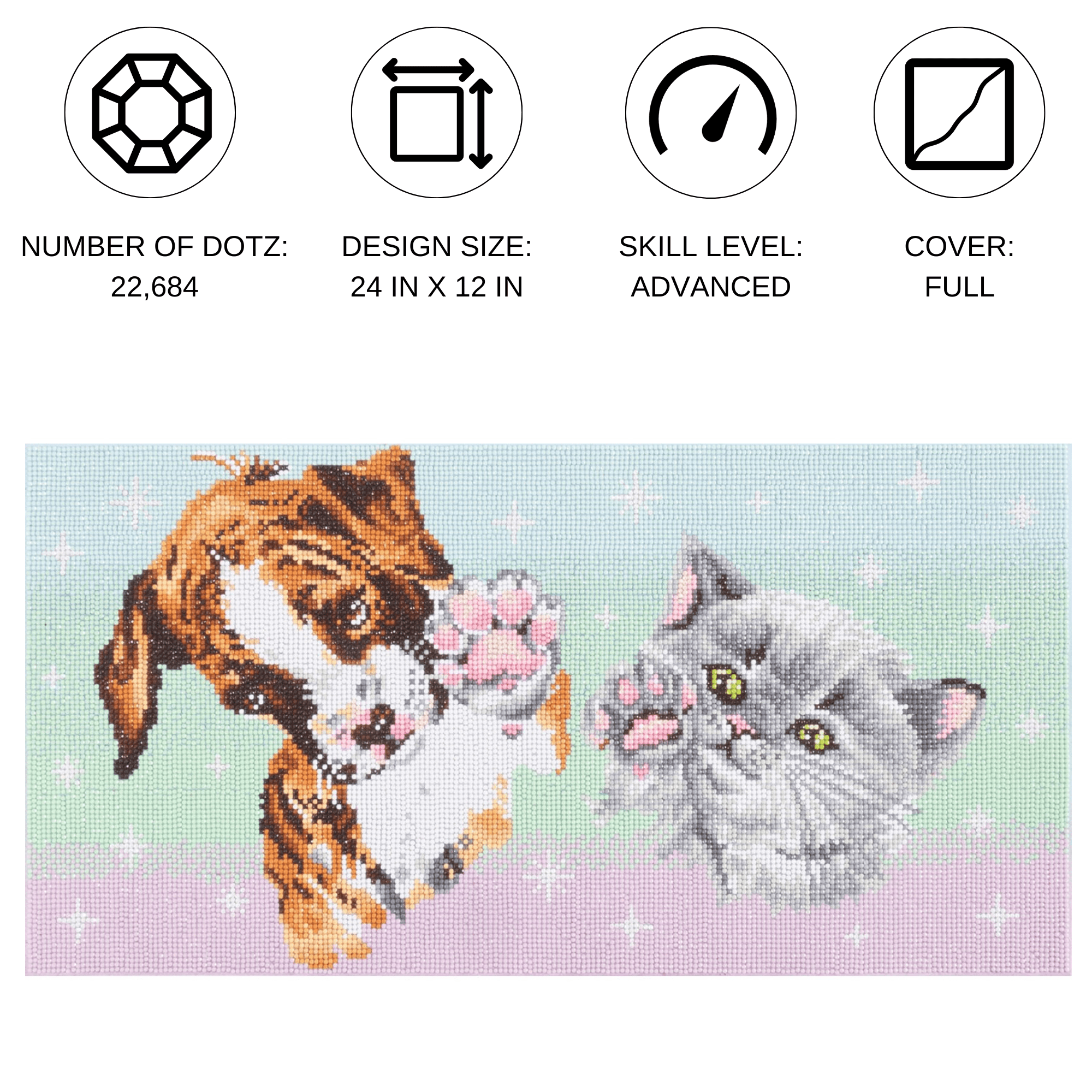 Diamond Dotz at Home Dog and Cat High Five Diamond Painting Kits for Adults - Diamond Art Kits a Relaxing Creative Craft Kit with Dotz Gems 24x12
