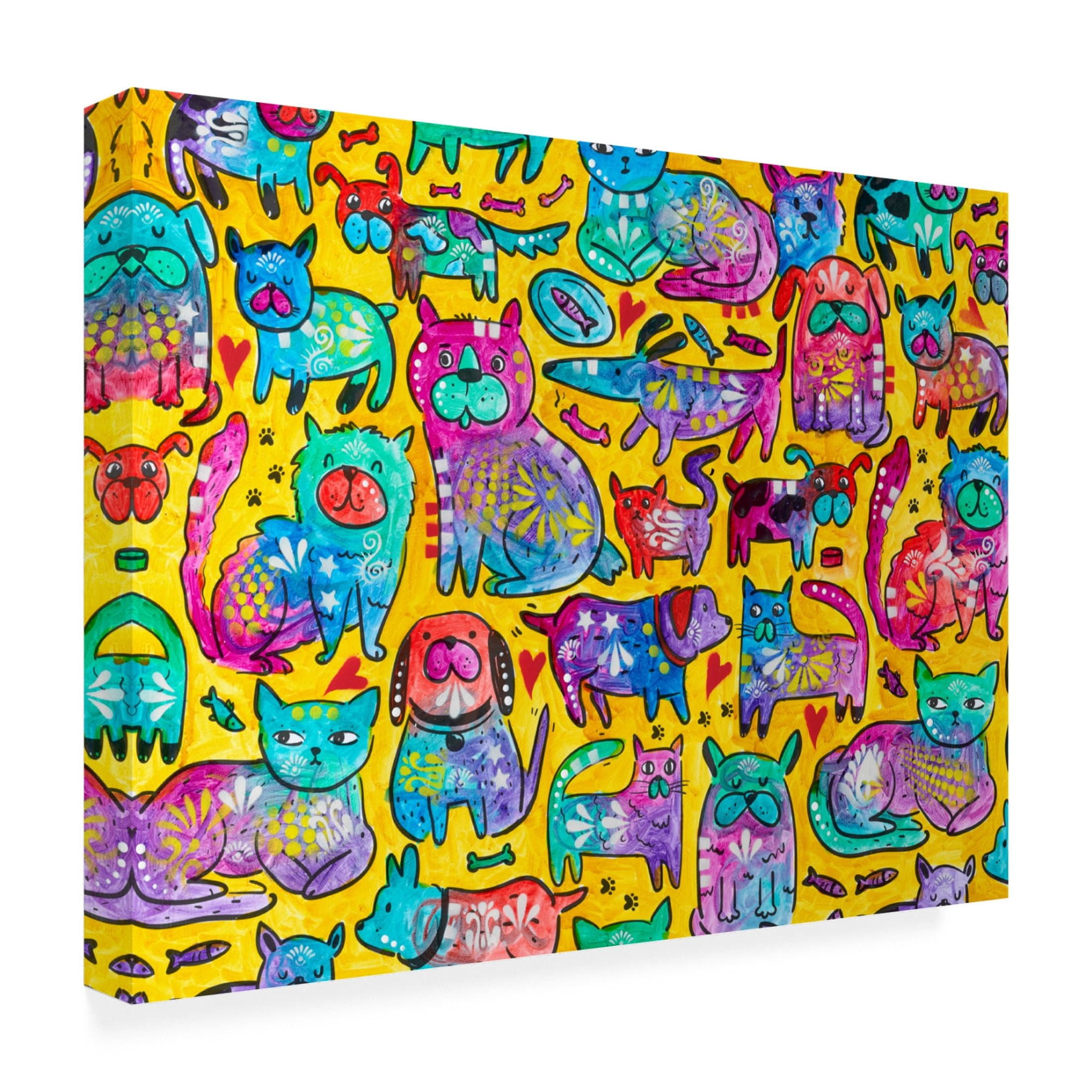 Canvas Wall Art - Dean Russo 'Puppers and Kittehs' Wall Art for Living Room, Bedroom, or Office Décor by Trademark Fine Art - 24 x 18 Inches