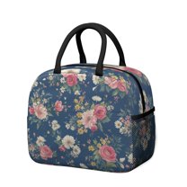 Womens Pioneer Flower Floral Print Pattern Lunch Box for Work,Insulated Lunch Bag for Women,Loncheras Para Mujer,Leakproof Adult Lunch Bag for Work,Beach,Travel,Picnic,Camping