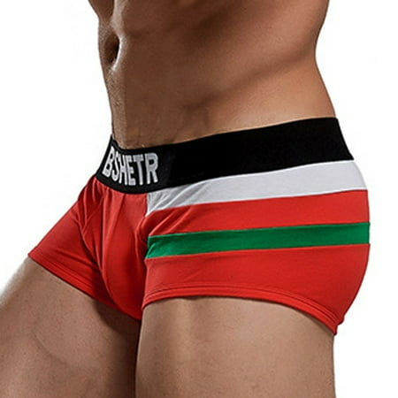 

KDDYLITQ Comfort Soft Breathable Briefs Color Block Pouch Underwear Male Stretch Trunks for Men Red XXL