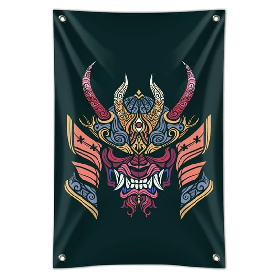 Samurai Warrior Japanese Demon Oni Mask Home Business Office Sign