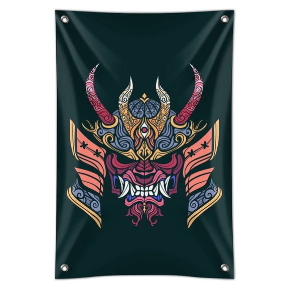 Samurai Warrior Japanese Demon Oni Mask Home Business Office Sign