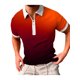 thumbnail image 3 of Txlixc - Polo de manga corta para hombre, cuello vuelto, diseño de patchwork, color degradado, con cremallera, informal Txlixc  Estilo de ocio, 3 of 9