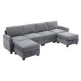 thumbnail image 4 of JUSTLET Modular Couches and Sofas Sectional with Storage, U Shaped Chenille Sectional Couch with Cup Holders and Reversible Chaises, 6 Seat Sectional Sofa for Living Room, Gray, 4 of 9