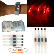 KIDS Gift Glow in the Dark Silicone LED Wrist Watch Party Favors Supplies Luminant Watch with Individual Box 4 Unique Colors (4-Pack)