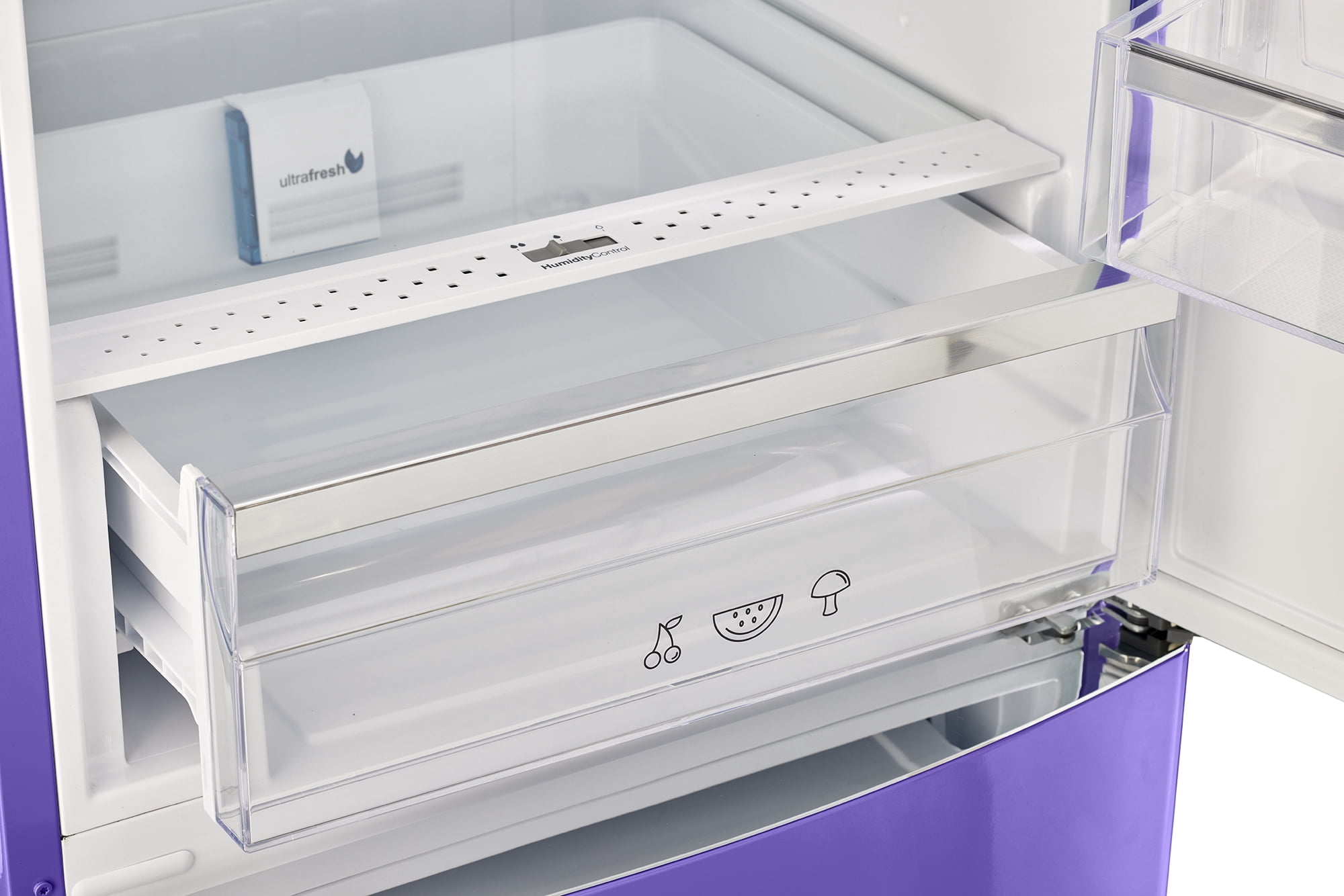 Unique Appliances Classic Retro 12 Cu.ft. 2-Door Glass Door Bottom-Freezer Refrigerator in Violet