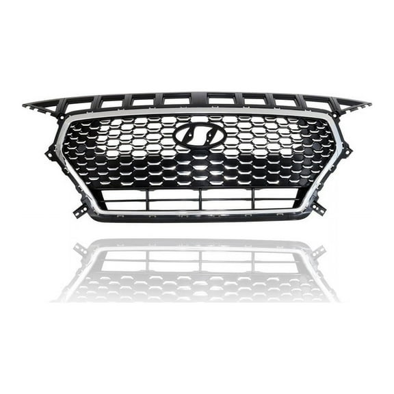 Grille - Compatible/Replacement for '18-20 Hyundai Elantra GT Hatchback Base/Sport-Only - Chrome Frame, Black Insert, With Emblem Provision - 86350G3010
