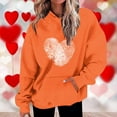 thumbnail image 2 of Penkiiy Sweat à Capuche Imprimé Col Rond pour Femmes, Manches Longues, TG Orange, 2 of 5