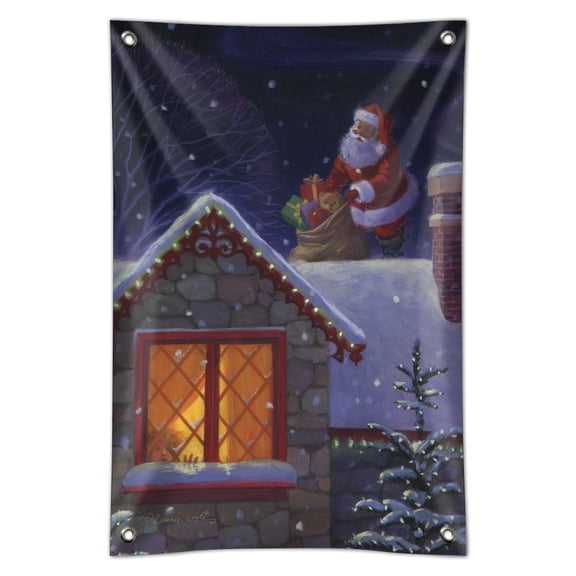 Christmas Holiday Santa Claus on Roof Home Business Office Sign