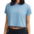 thumbnail image 1 of Camiseta Deportiva de Corta para Mujer, Holgada, Corta, Informal, para Gimnasio Azul XL, 1 of 8
