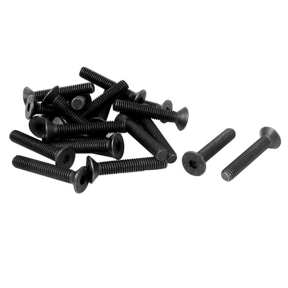 Unique Bargains M6 x 35mm Metric Hex Socket Countersunk Flat Head Screw Bolts Black 20PCS
