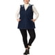thumbnail image 2 of Chaqueta sin mangas con cremallera de mezclilla para mujer de tallas grandes Agnes Orinda, otoño, negra y azul, 1X, 2 of 6