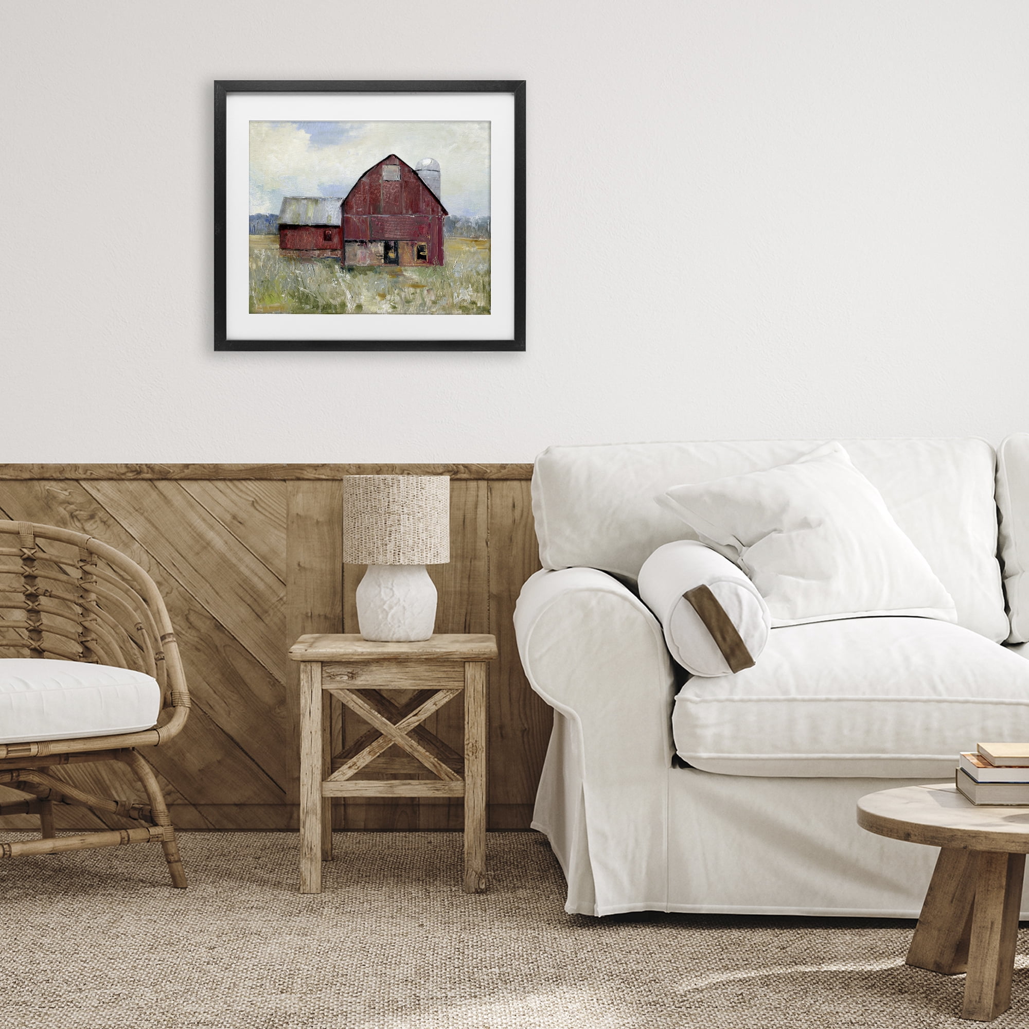 Stupell Industries Red Rugged Barn Black Framed Print Under Glass, design by Sally Swatland