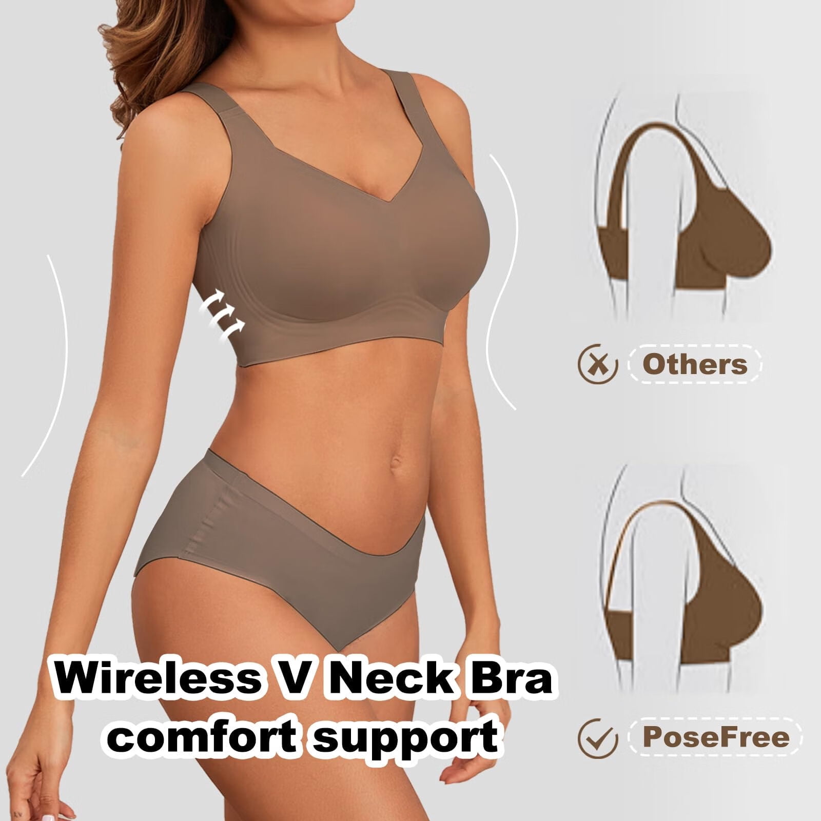 6-Pack Women's Wireless Jelly Bras,Push Up Comfort Soft No Underwire Full Coverage T-Shirt Bra