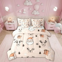 Feelyou Funny Santa Claus Bedding Comforter Set 7pcs, Rustic Reindeer Queen Bedding Sets, Christmas Snowflake Reversible Queen Sheet Sets, Microfiber Bedroom Decor
