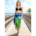 thumbnail image 3 of HAPPY BAY Women's Beachwear Summer Beach Bikini Wraps Sarong Wrap Skirt Swimsuit Swimwear Coverups Bathing Suit Swim Cover ups for Womens One Size Teal, Floral, 3 of 5