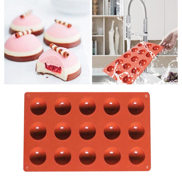 Molde de Silicona Rectangular Semi Macarena para Hornear de Media para Chocolate Pastel Gelatina 15 agujeros rojo