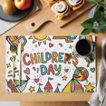 thumbnail image 2 of Children's Day Placemats Set of 4 Car Tree Stars Modern Abstract Art Cartoon Place Mats Indoor Wipeable Table Mats Washable Dining Table Placemats for Kitchen Holiday Party Home Decor 13x19 Inch, 2 of 9