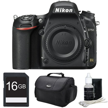 Nikon D750 DSLR 24.3MP HD 1080p FX-Format Digital Camera 16 GB Bundle. Bundle Includes 16GB Secure Digital SD Memory Card, Compact Deluxe Gadget Bag, and 3pc. Lens Cleaning