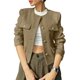 thumbnail image 1 of Chaqueta Blazer Corta para Mujer, Sin Cuello, con Botones, Estilo Casual de Negocios, Ideal para Otoño e Invierno. Marrón Oscuro XS, 1 of 9