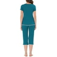 thumbnail image 3 of INSPIRE CHIC Women's Sleepwear Pajama Set Nightwear Round Neck Loungewear with Capri Pants L Peacoke Green, 3 of 6