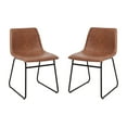 thumbnail image 2 of Merrick Lane 18 inch Faux Leather Bucket Seat Dining Chairs with Black Frame in Light Brown, Set of 2, 2 of 14