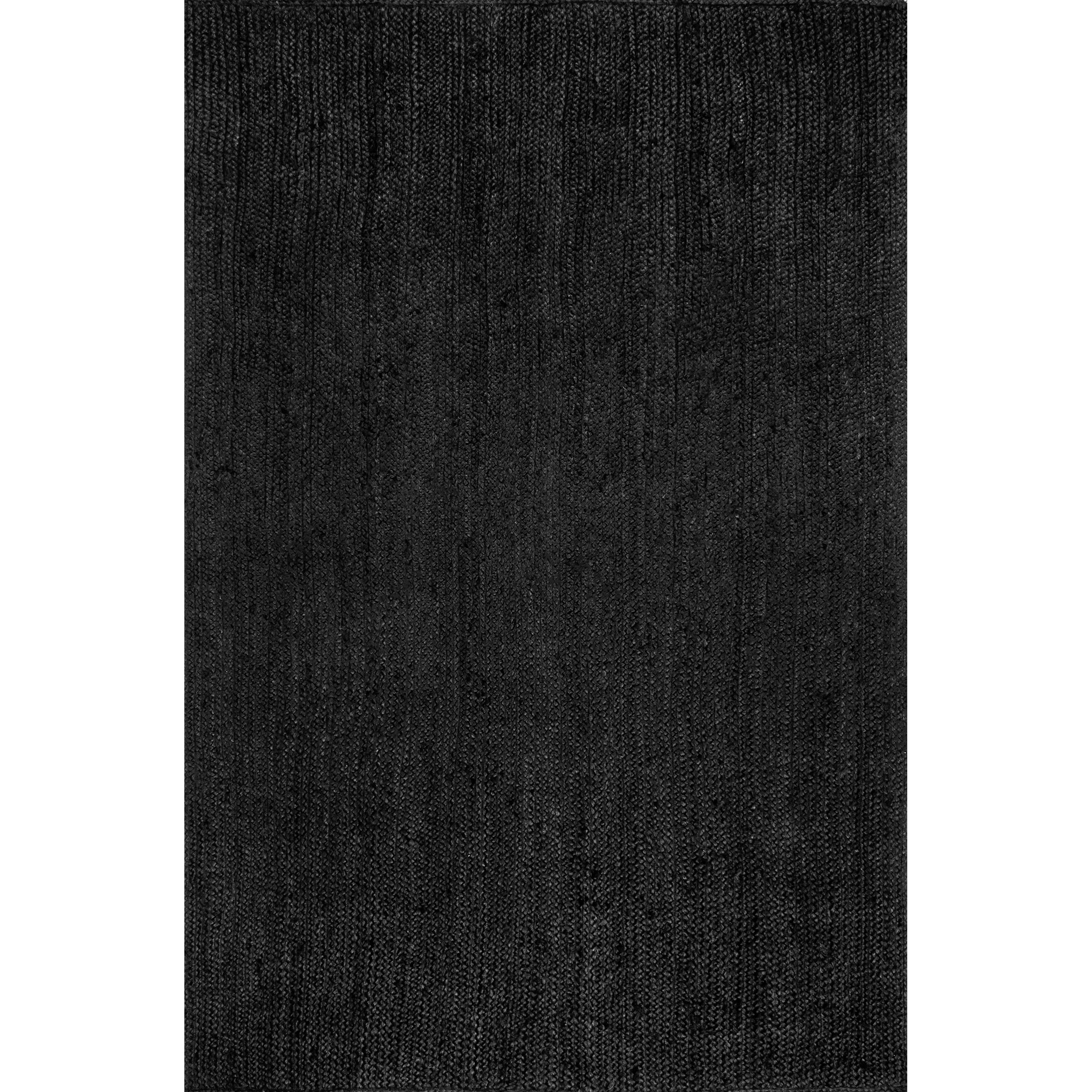 nuLOOM Rigo Hand Woven Farmhouse Jute Area Rug, 3' x 5', Black