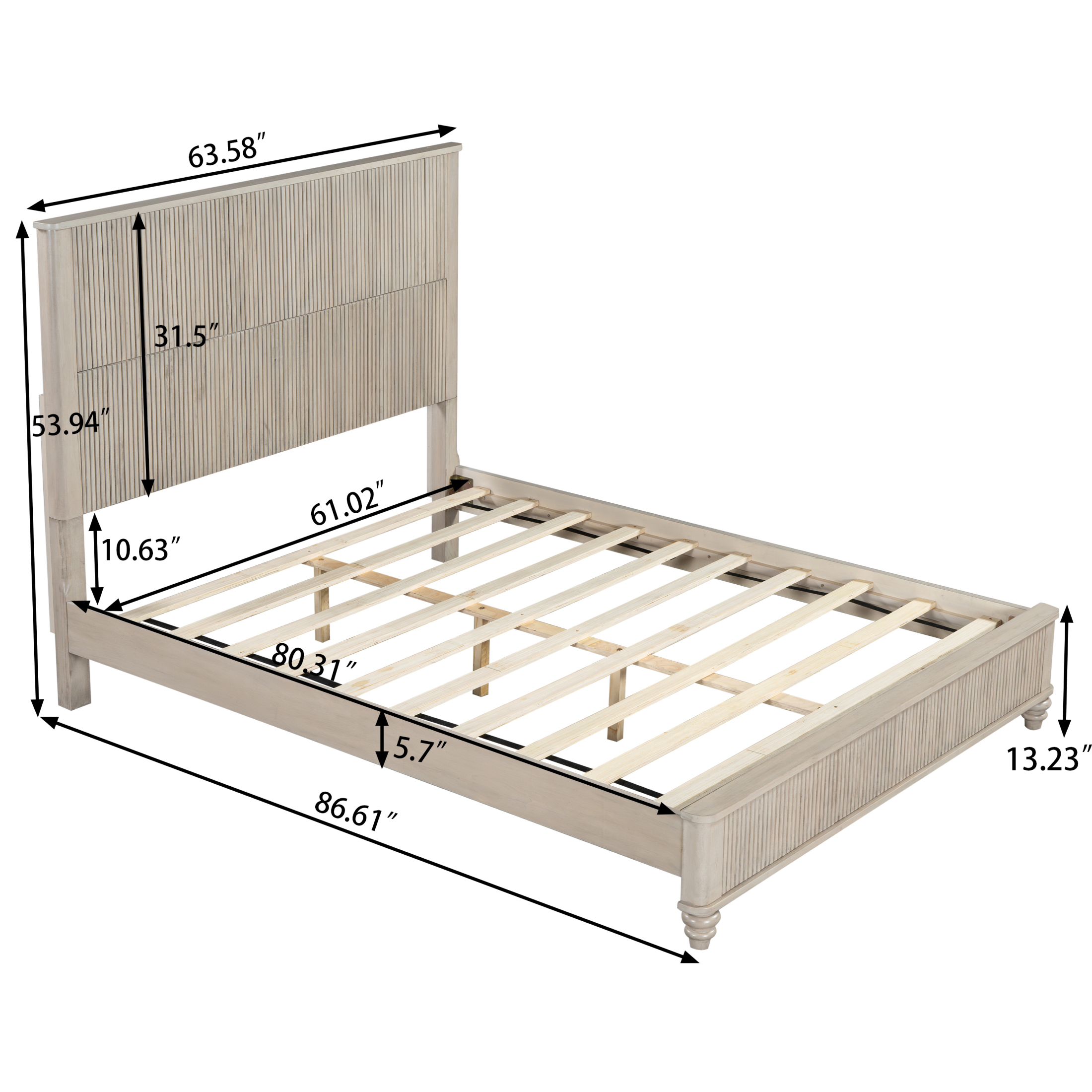 Noble House Classic Transitional Queen Platform Bed with Headboard, Solid Wood Frame, Beige