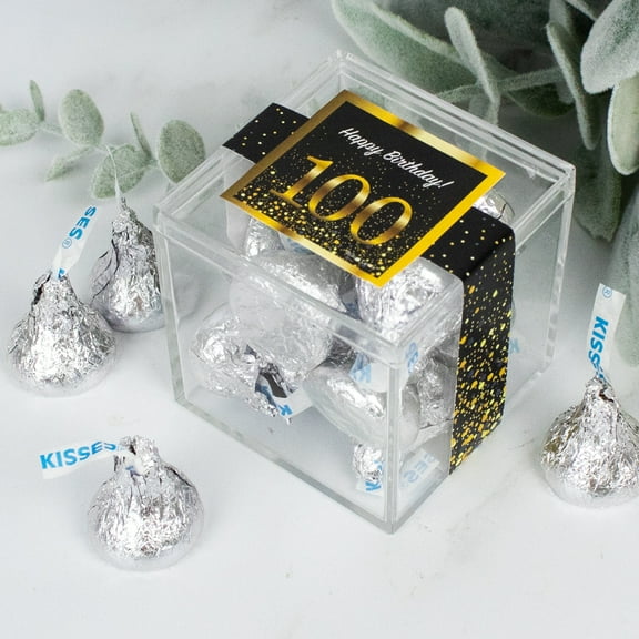 6ct 100th Birthday Party Favors for Guests JUST CANDY® favor cubes with Hershey Kisses Chocolate (6 Count) Candy Favor