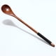 thumbnail image 4 of Cuchara de madera con mango largo para sopa, café, té, vajilla de cocina (pintura antigua negra), 4 of 7