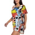 thumbnail image 2 of Balery Funny Cats Pattern Womens Pajama Sets 2 Piece Soft Short Sleeve Top and Shorts Sleepwear Round Neck Pjs Lounge Set with Pockets-3X-Large, 2 of 7