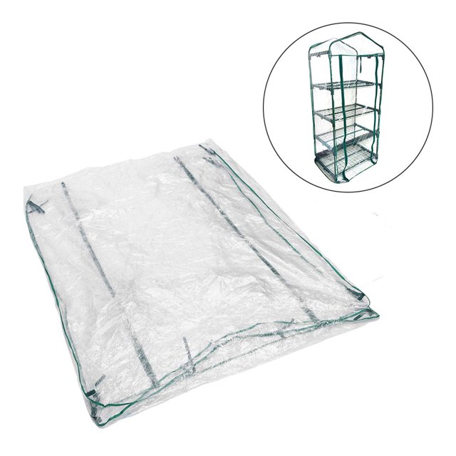 Cubierta de invernadero de jardín Planta de crecimiento de flores Casa de retención de calor Cubierta impermeable de PVC transparente, 4 niveles Noticed HA6348-03B