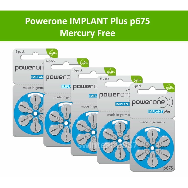 Power One P675 Hearing Aid Cochlear Implant Batteries, 20 Packs