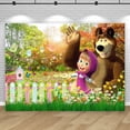 thumbnail image 4 of Fondo de fiesta Masha y el oso, fondo de fotografía para niños, niñas, primer y segundo cumpleaños, fiesta de flores, arbustos, pancarta de fotos, decoración, regalo, 4 of 5