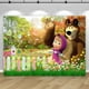 thumbnail image 4 of Fondo de fiesta Masha y el oso, fondo de fotografía para niños, niñas, primer y segundo cumpleaños, fiesta de flores, arbustos, pancarta de fotos, decoración, regalo, 4 of 5