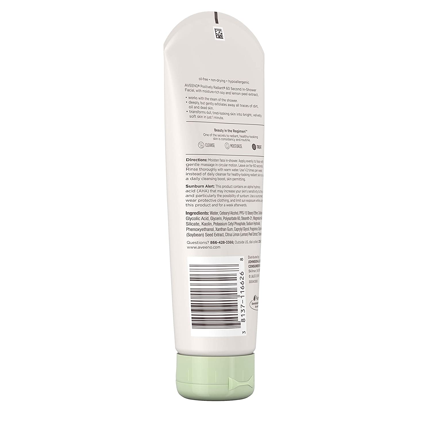 Aveeno Active Naturals Positively Radiant 60 Second In-Shower Facial Cleanser 5 oz (Pack of 4) - image 2 of 7