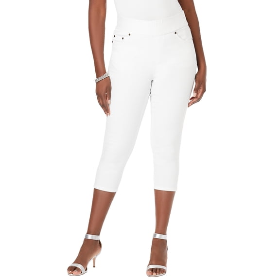Jessica London Women's Plus Size Comfort Waist Stretch Denim Capris