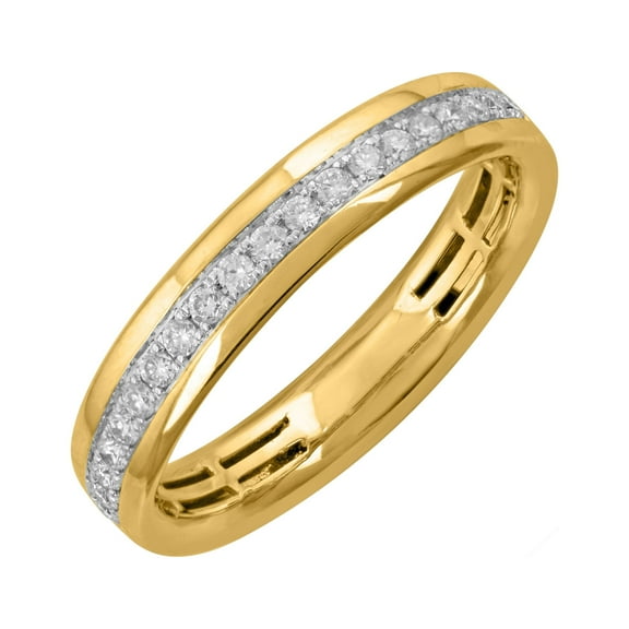 1/4 Carat Diamond Wedding Band Ring in 10K Yellow Gold - IGI Certified (Ring Size 6)