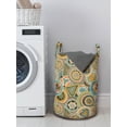 thumbnail image 3 of Floral Laundry Bag, Funky African Style Flower Pattern Creative Boho Culture Folk Native Peruvian Design, Basket with Handles Drawstring Closure for Laundromats, 13" x 19", Multicolor, by Ambesonne, 3 of 4