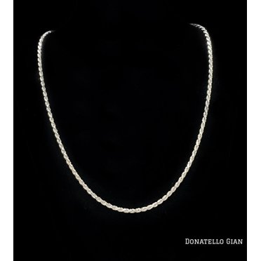 LEOPRA Italy Sterling Silver 925 Diamond Cut Rope Chain Necklace – 2mm – Lobster Clasp – Gift Ready